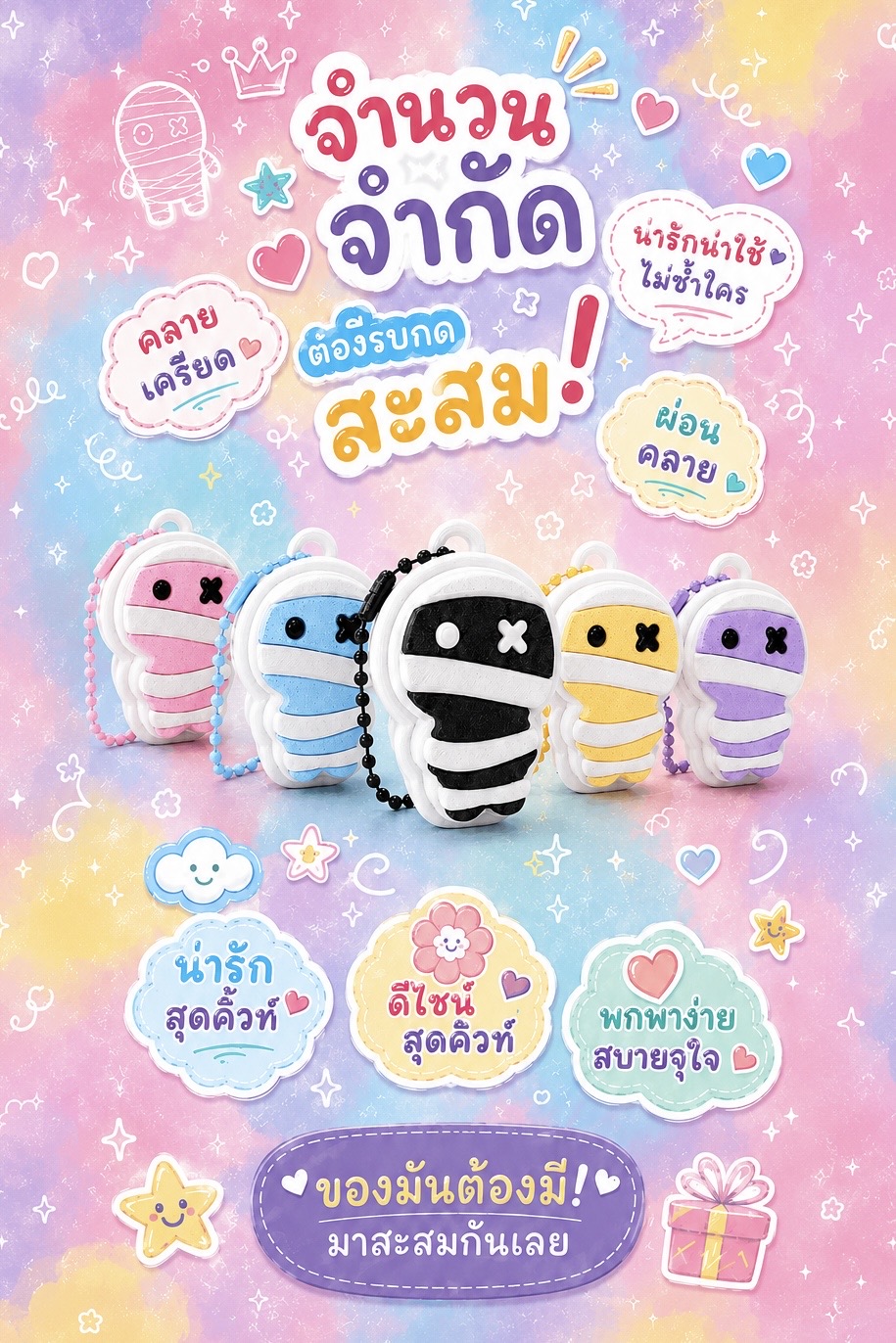 มัมมี่ Clicker ครบ 5 สี น่ารักน่าสะสม